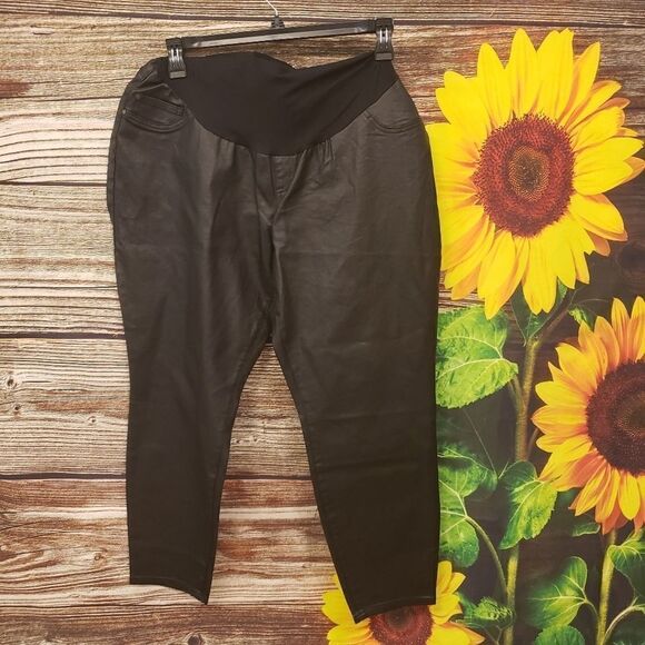 Indigo Blue faux leather front/back Maternity pant - Picture 1 of 6
